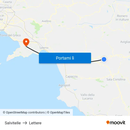 Salvitelle to Lettere map