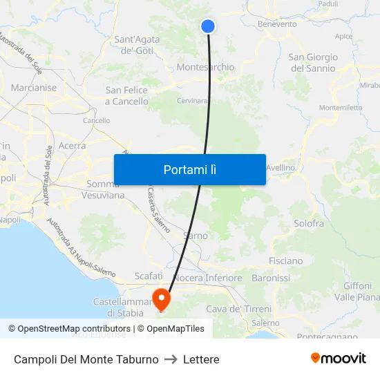 Campoli Del Monte Taburno to Lettere map