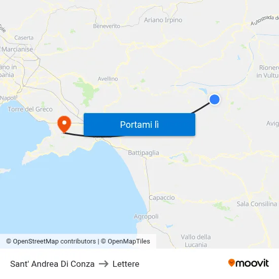 Sant' Andrea Di Conza to Lettere map