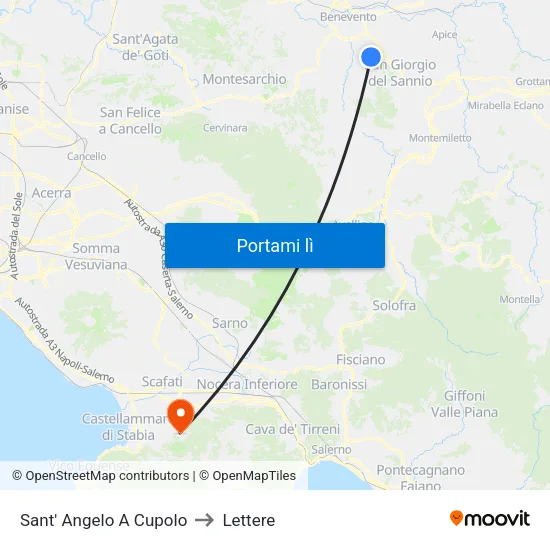 Sant' Angelo A Cupolo to Lettere map
