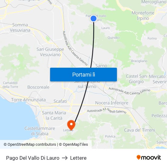 Pago Del Vallo Di Lauro to Lettere map