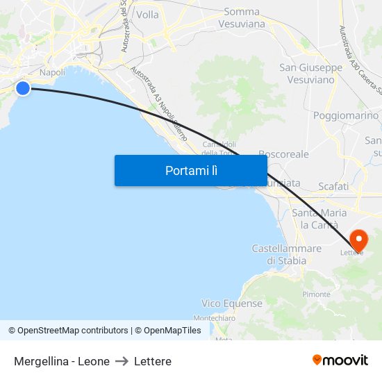 Mergellina - Leone to Lettere map