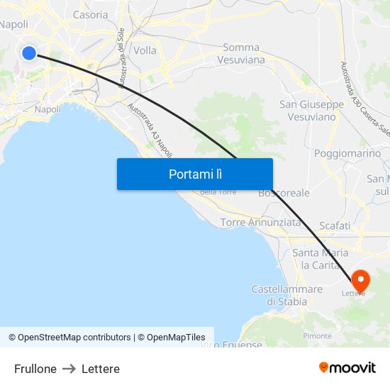 Frullone to Lettere map