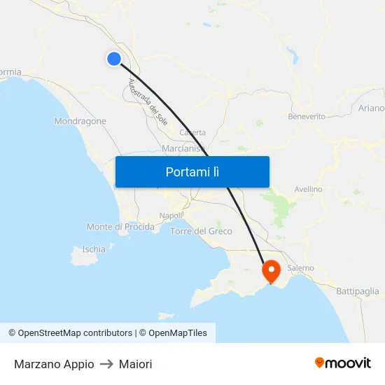 Marzano Appio to Maiori map