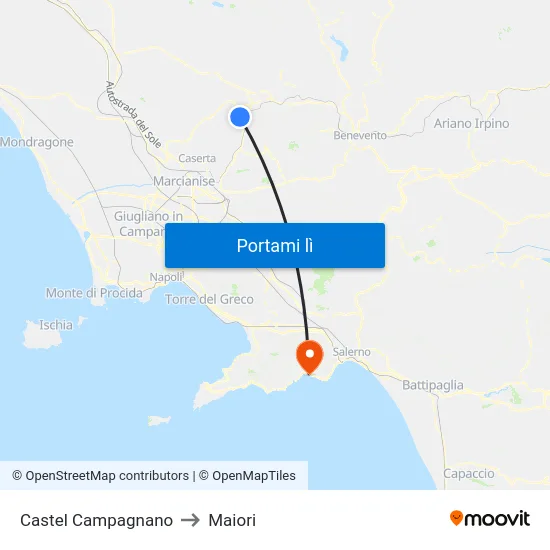 Castel Campagnano to Maiori map
