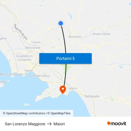 San Lorenzo Maggiore to Maiori map
