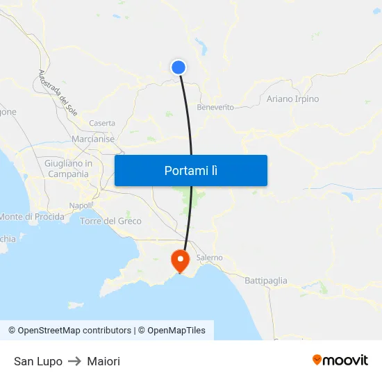 San Lupo to Maiori map