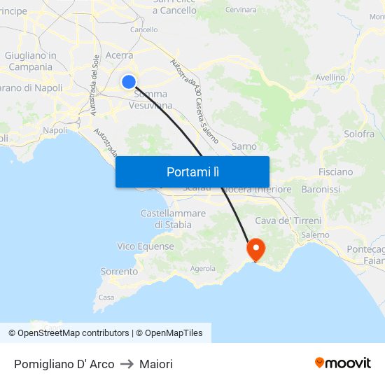 Pomigliano D' Arco to Maiori map