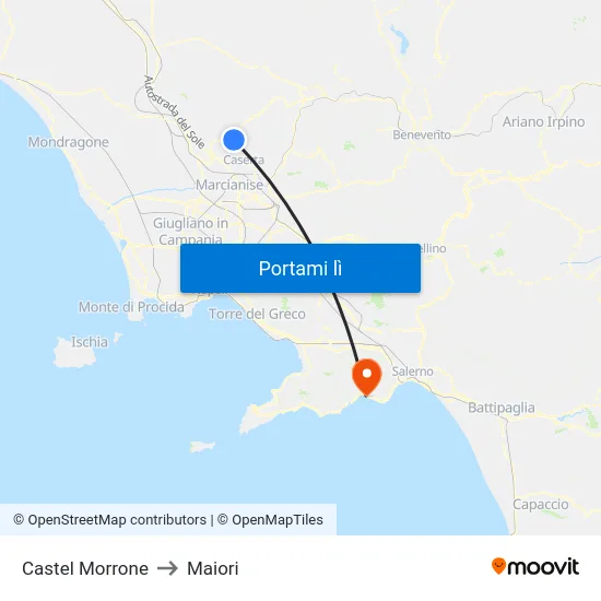 Castel Morrone to Maiori map