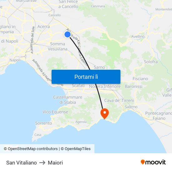 San Vitaliano to Maiori map
