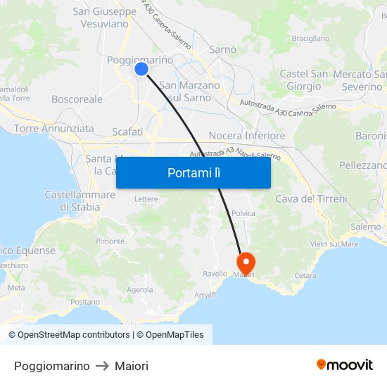 Poggiomarino to Maiori map