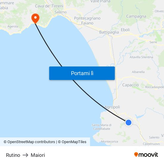 Rutino to Maiori map
