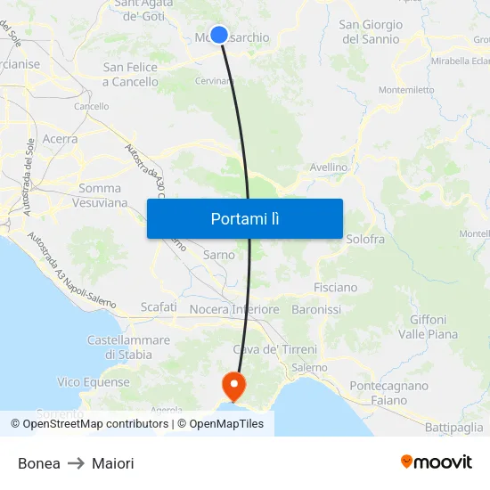Bonea to Maiori map
