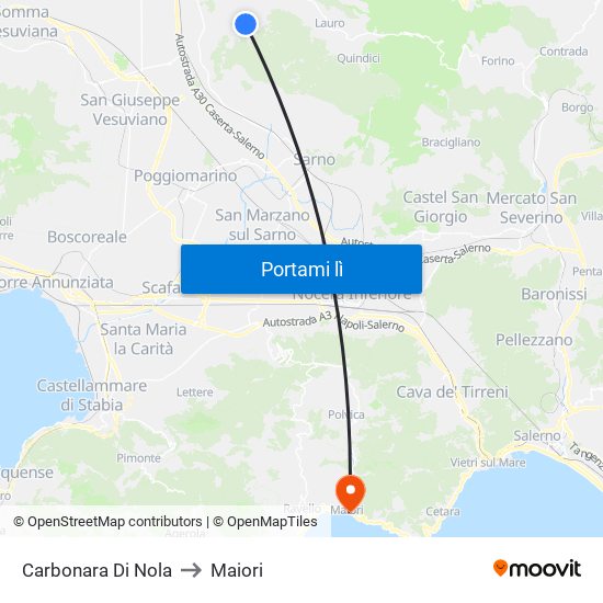 Carbonara Di Nola to Maiori map