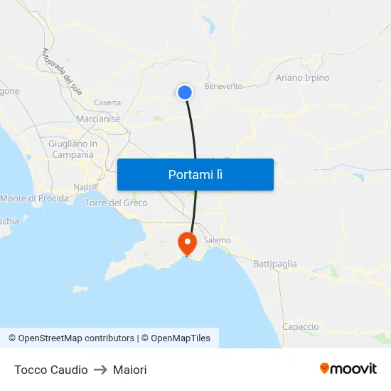 Tocco Caudio to Maiori map