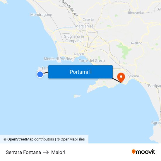 Serrara Fontana to Maiori map