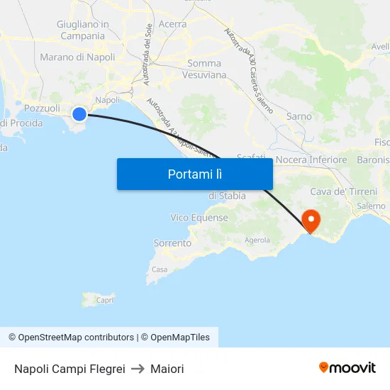 Napoli Campi Flegrei to Maiori map