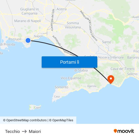 Tecchio to Maiori map