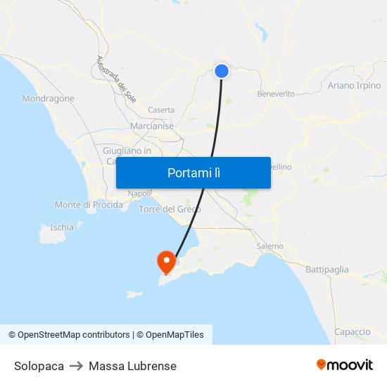 Solopaca to Massa Lubrense map