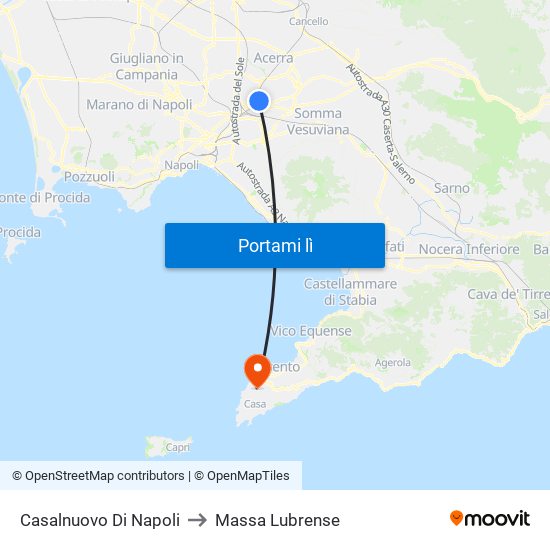 Casalnuovo Di Napoli to Massa Lubrense map