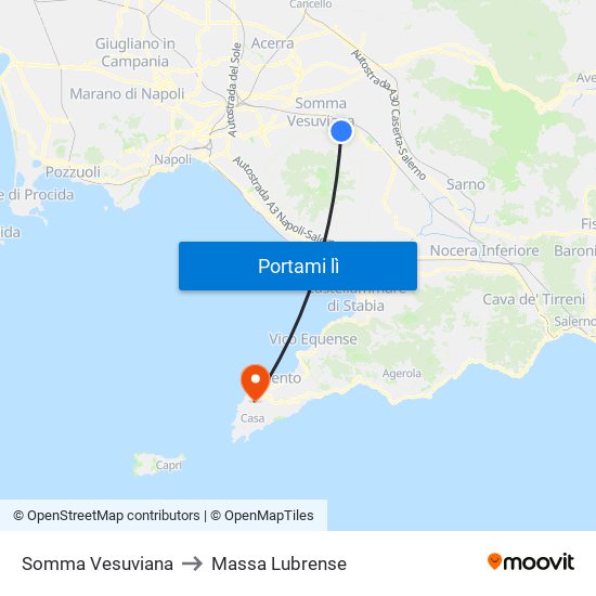 Somma Vesuviana to Massa Lubrense map