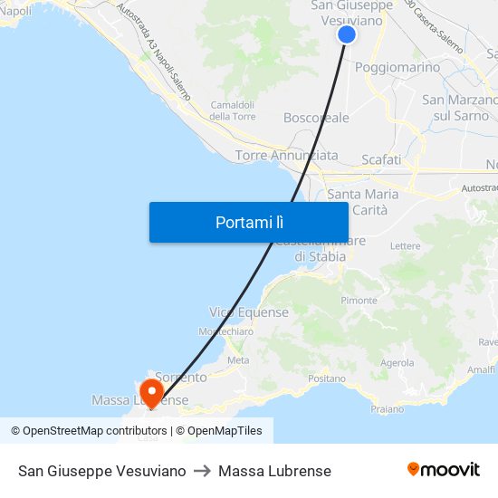 San Giuseppe Vesuviano to Massa Lubrense map