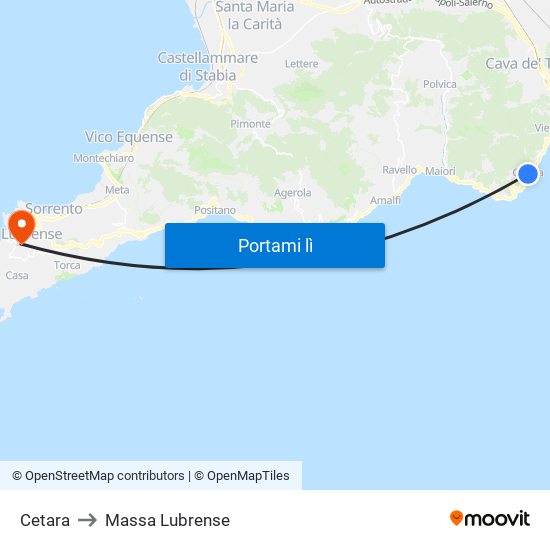 Cetara to Massa Lubrense map