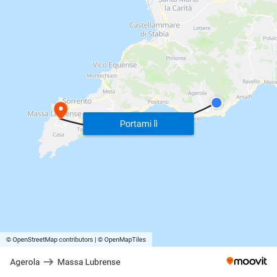 Agerola to Massa Lubrense map