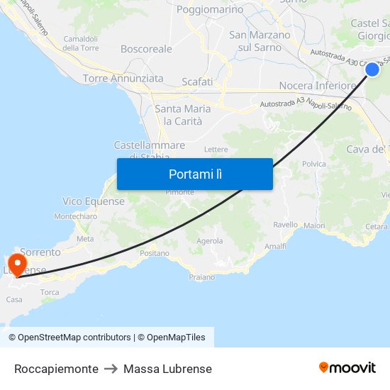 Roccapiemonte to Massa Lubrense map
