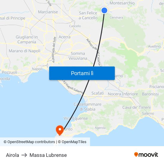 Airola to Massa Lubrense map