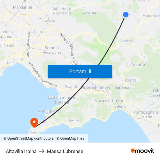 Altavilla Irpina to Massa Lubrense map