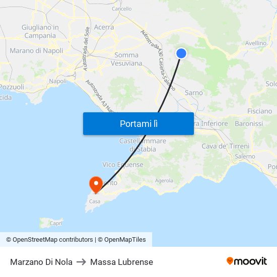 Marzano Di Nola to Massa Lubrense map