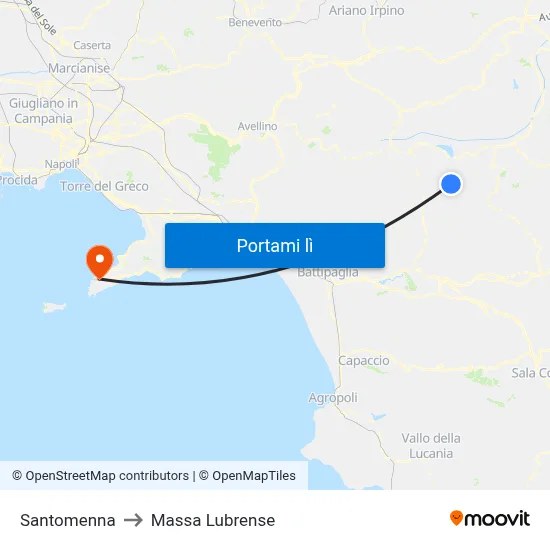 Santomenna to Massa Lubrense map