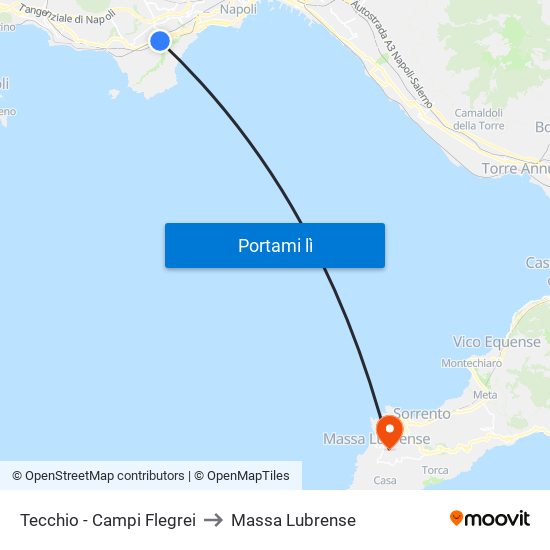 Tecchio - Campi Flegrei to Massa Lubrense map