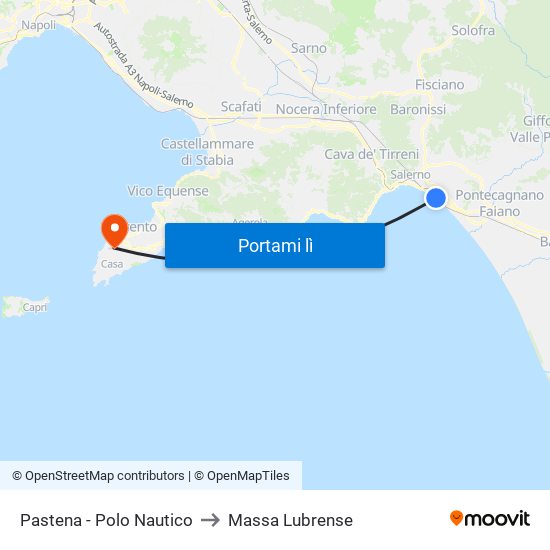 Pastena  - Polo Nautico to Massa Lubrense map