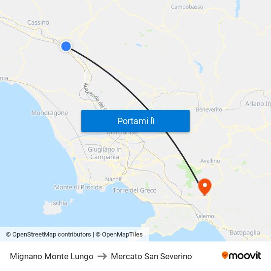 Mignano Monte Lungo to Mercato San Severino map
