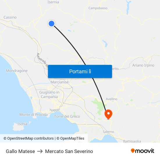 Gallo Matese to Mercato San Severino map