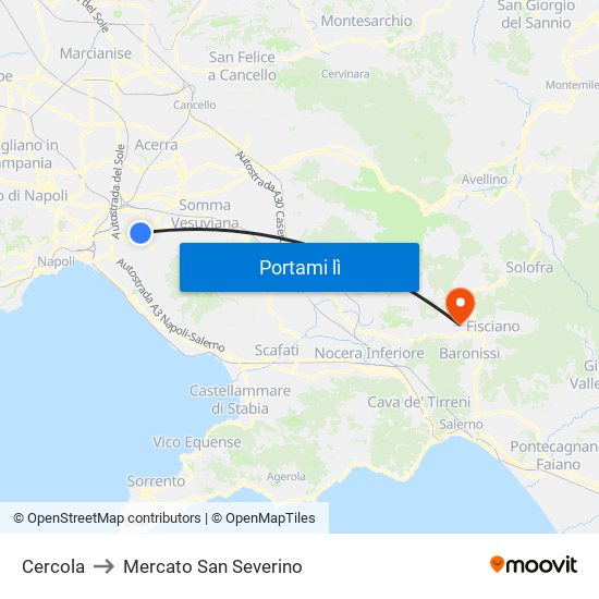 Cercola to Mercato San Severino map