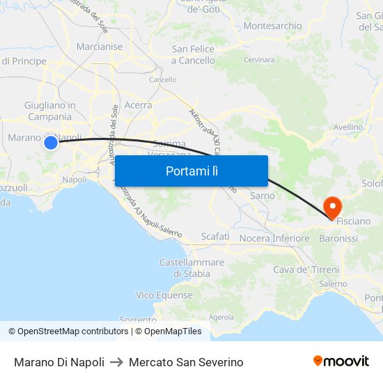 Marano Di Napoli to Mercato San Severino map