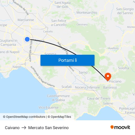 Caivano to Mercato San Severino map