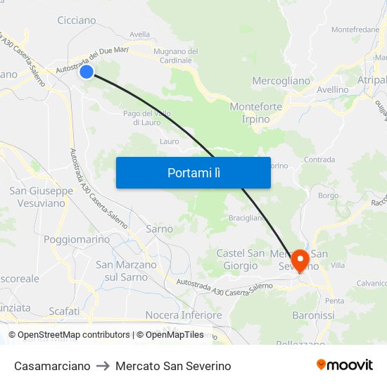 Casamarciano to Mercato San Severino map