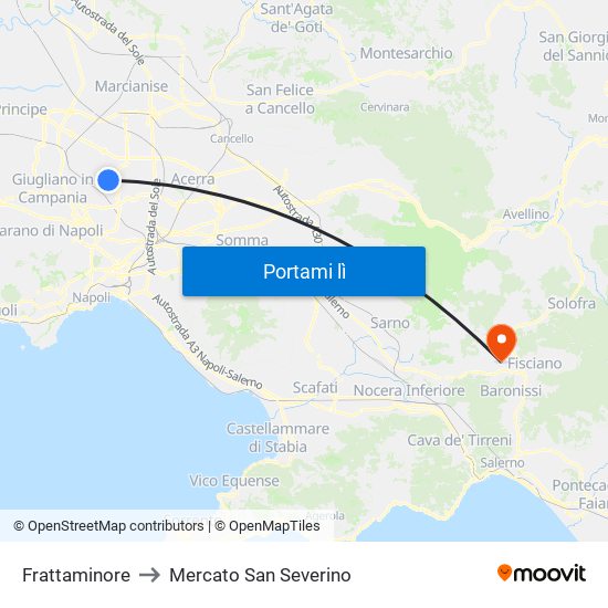 Frattaminore to Mercato San Severino map