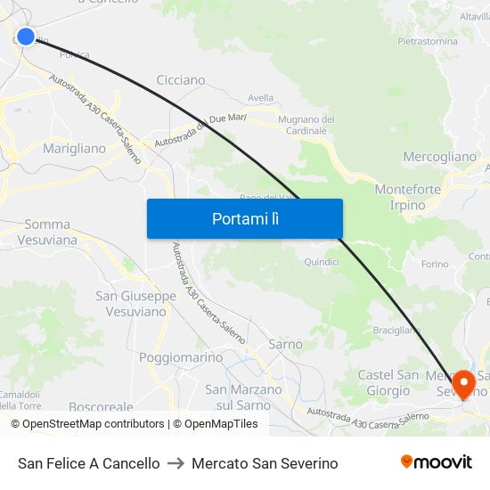 San Felice A Cancello to Mercato San Severino map