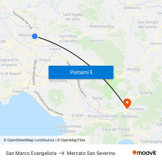 San Marco Evangelista to Mercato San Severino map