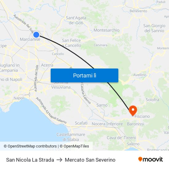 San Nicola La Strada to Mercato San Severino map