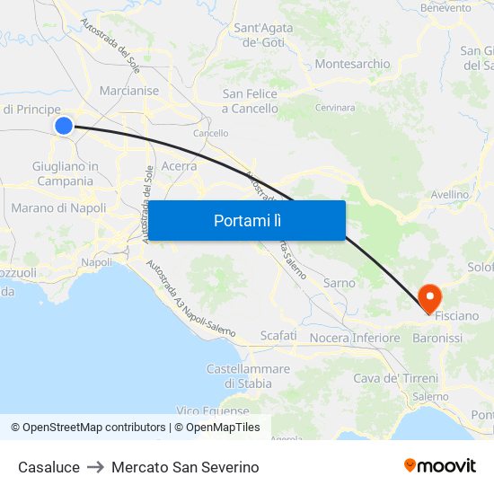 Casaluce to Mercato San Severino map