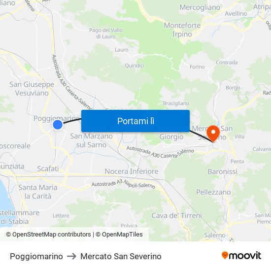 Poggiomarino to Mercato San Severino map