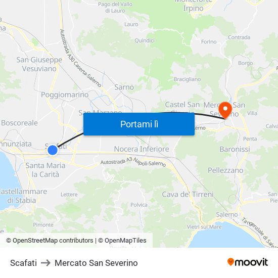 Scafati to Mercato San Severino map