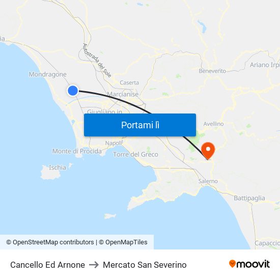 Cancello Ed Arnone to Mercato San Severino map