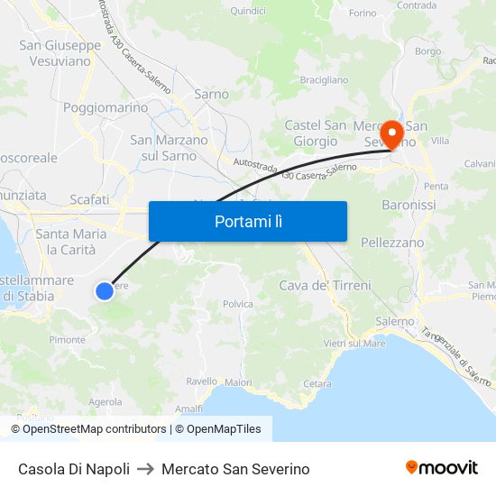 Casola Di Napoli to Mercato San Severino map